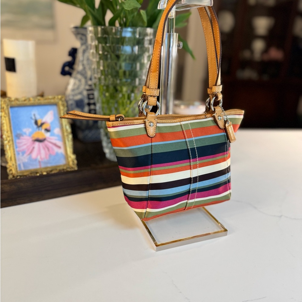 🩷🧡 COACH LEGACY STRIPE MINI TOTE! - Picture 3 of 10